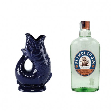 PLYMOUTH ORIGINAL GIN CL.70 WITH "GLUG GLUG JUNG" CERAMIC GLASS