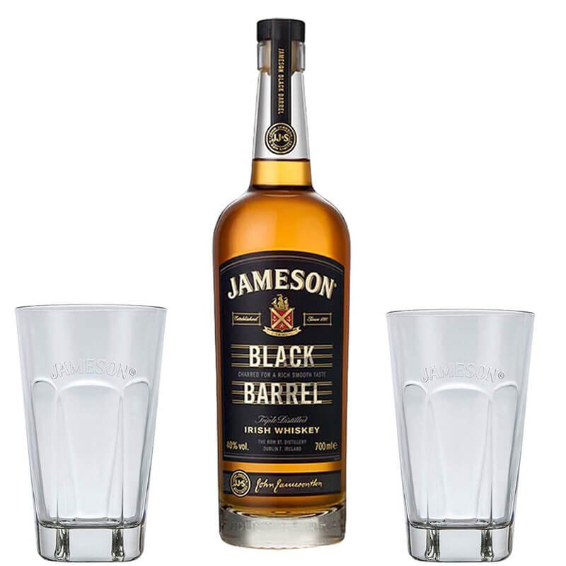 whisky jameson black barrel cl.70 con 2 bicchieri in omaggio