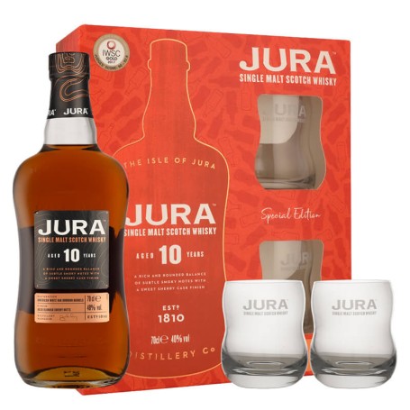 WHISKY JURA 10 YO CL.70 CASE WITH 2 GLASSES